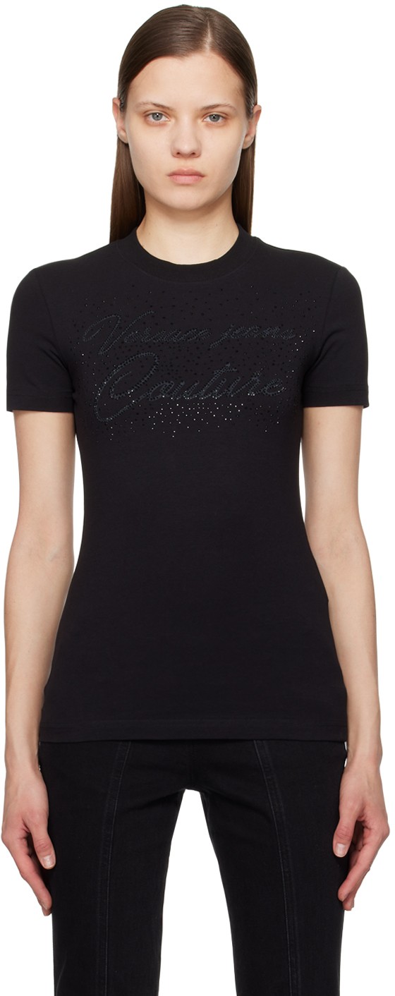 Couture Black Crystal-Cut T-Shirt