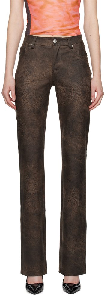 MISBHV Cracked Faux-Leather Trousers 231W310