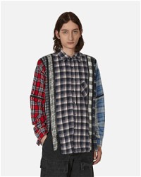 7 Cuts Zipped Wide Flannel Shirt