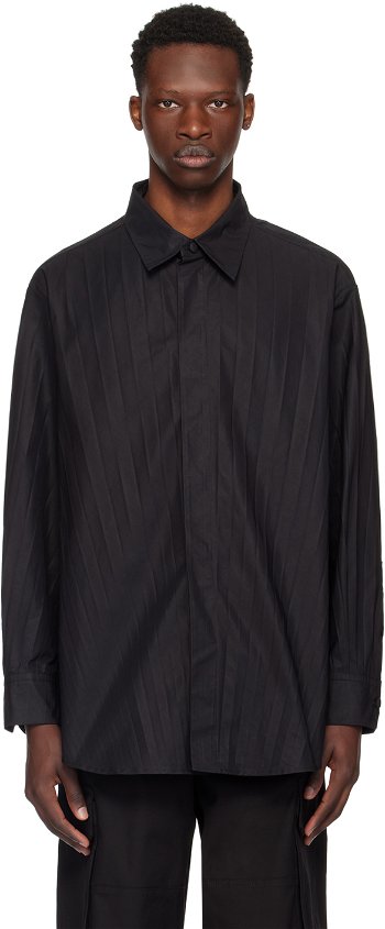 Valentino Black Garment-Pleated Shirt 2V0ABX955ET