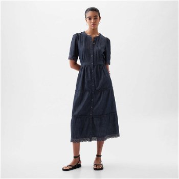 GAP Dresses Shortsleeve Lace Midi Dress Dark Wash 873499-00