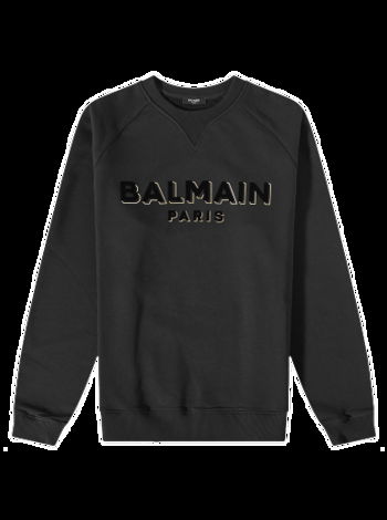 Balmain Flock & Foil Paris Logo Crew Sweat BH1JQ005BB99-EGO