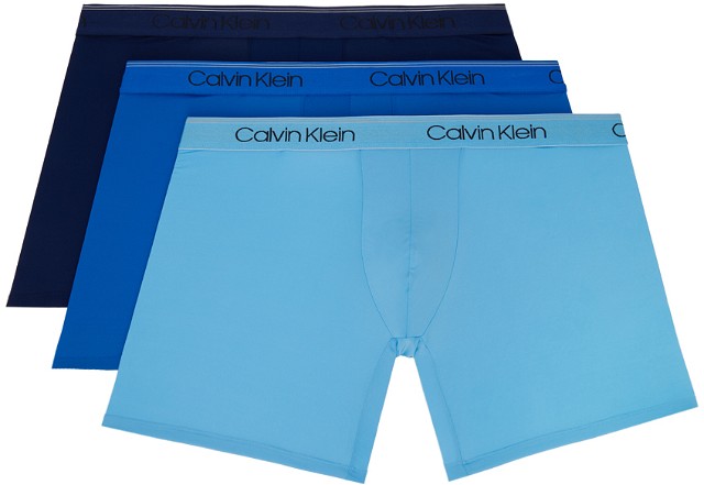 Underwear Three-Pack Blue Micro Boxer Briefs
