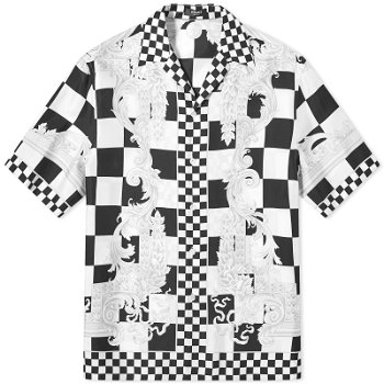Versace Checkerboard Medusa Print Silk Vacation Shirt 1003926-1A10864-5X550