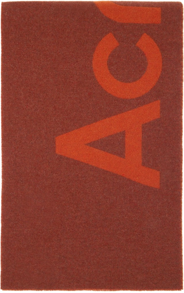 Brown & Orange Logo Jacquard Scarf