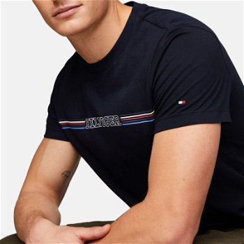 Tommy Hilfiger Striped Logo Cotton T-Shirt MW0MW34428DW5