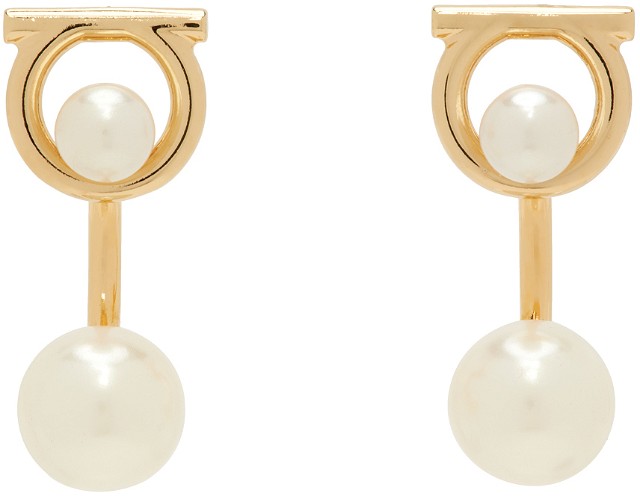 Gancini Faux-Pearl Earrings "Gold"