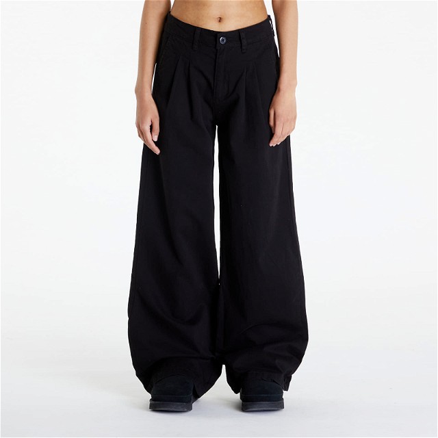 Ladies Organic Pleated Cotton Pants Black