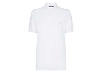 Cotton Pique Branded Plate Polo Shirt White