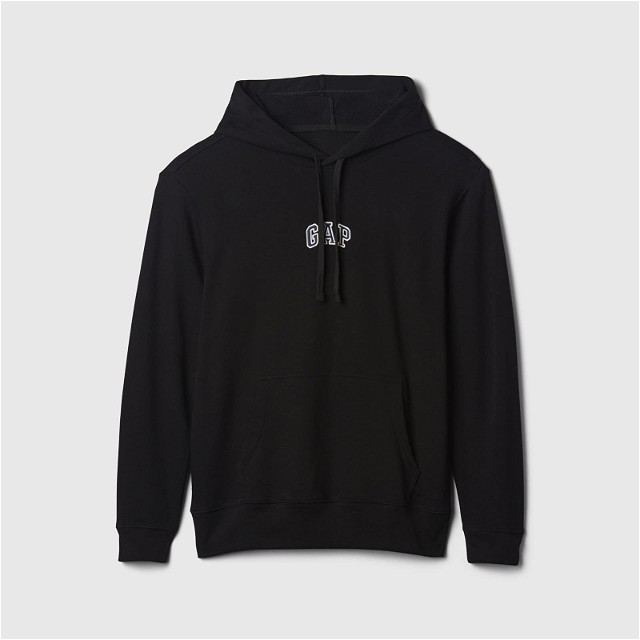 French Terry Pullover Mini Logo Hoodie Black