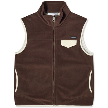 Sporty & Rich Zipped Polar Fleece Vest JAAW2336CH-BRO