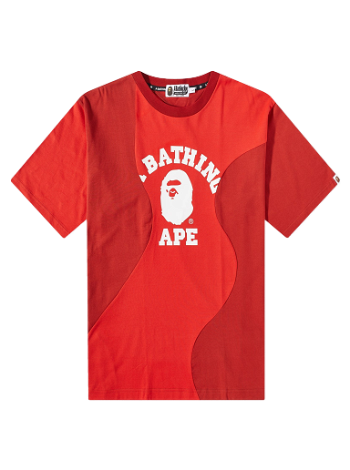 BAPE Cutting College Relaxed Fit T-Shirt Red 001CSJ301011M-RED