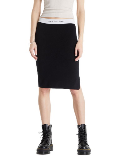 Contrast Waistband Knitted Skirt