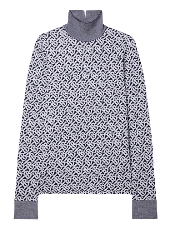 Burberry Monogram Wool Jacquard Turtleneck Sweater 8058403