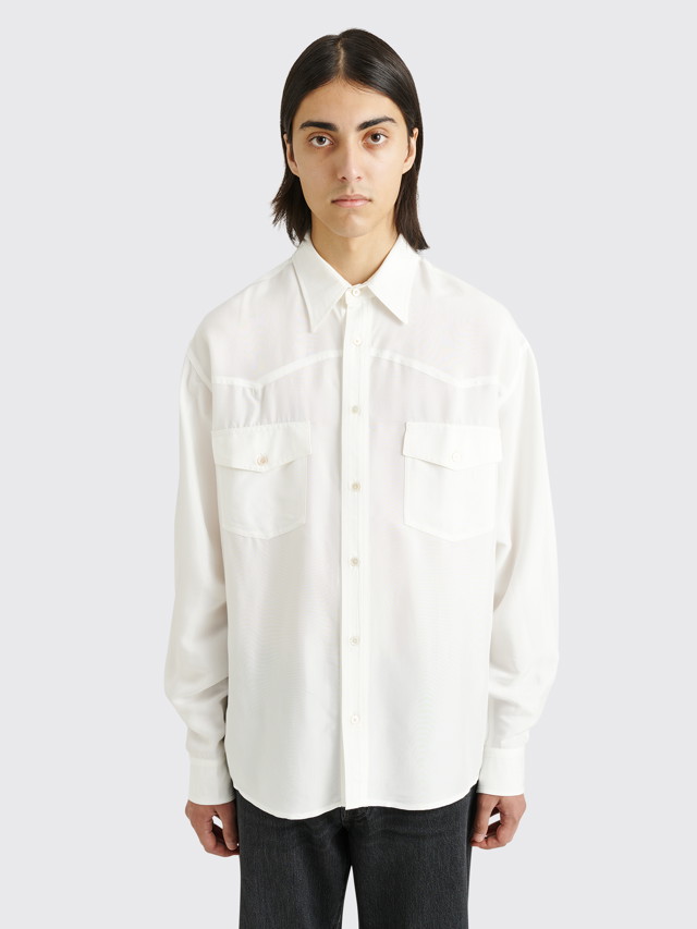 Button-Up Western Shirt Off White